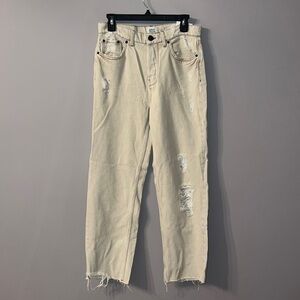 NWT BDG Urban outfitters ripped beige straight leg high waist jeans Pax W29 L32